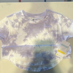 Purple and white tie-dye, short sleeve T-shirt